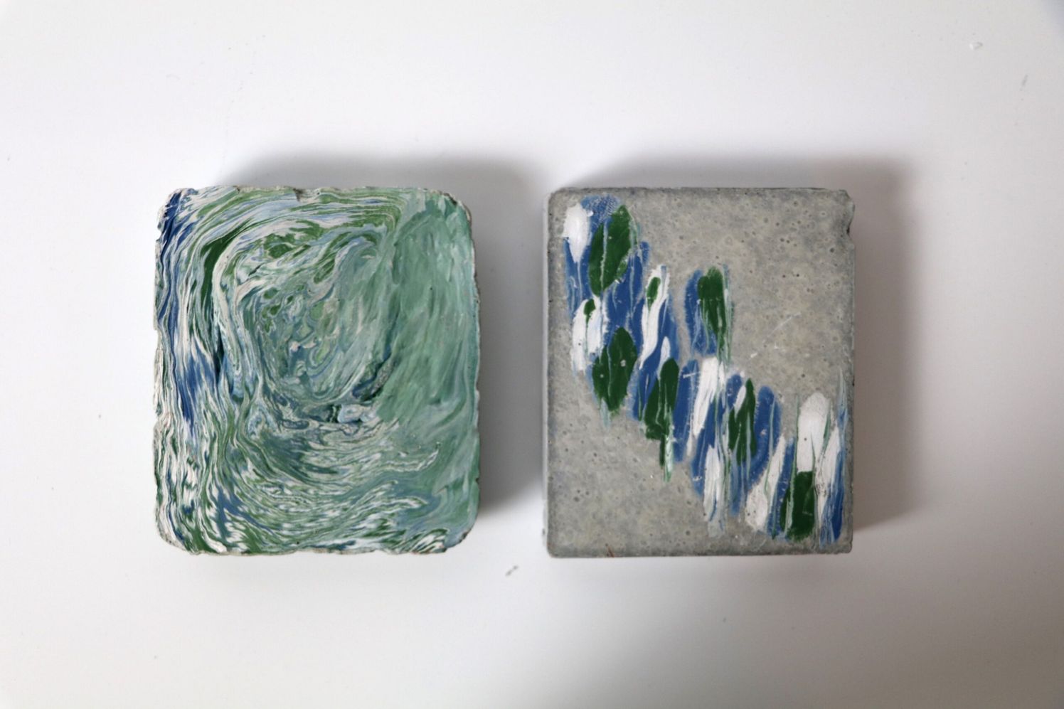 Abstract paint on two pieces of stone blocks