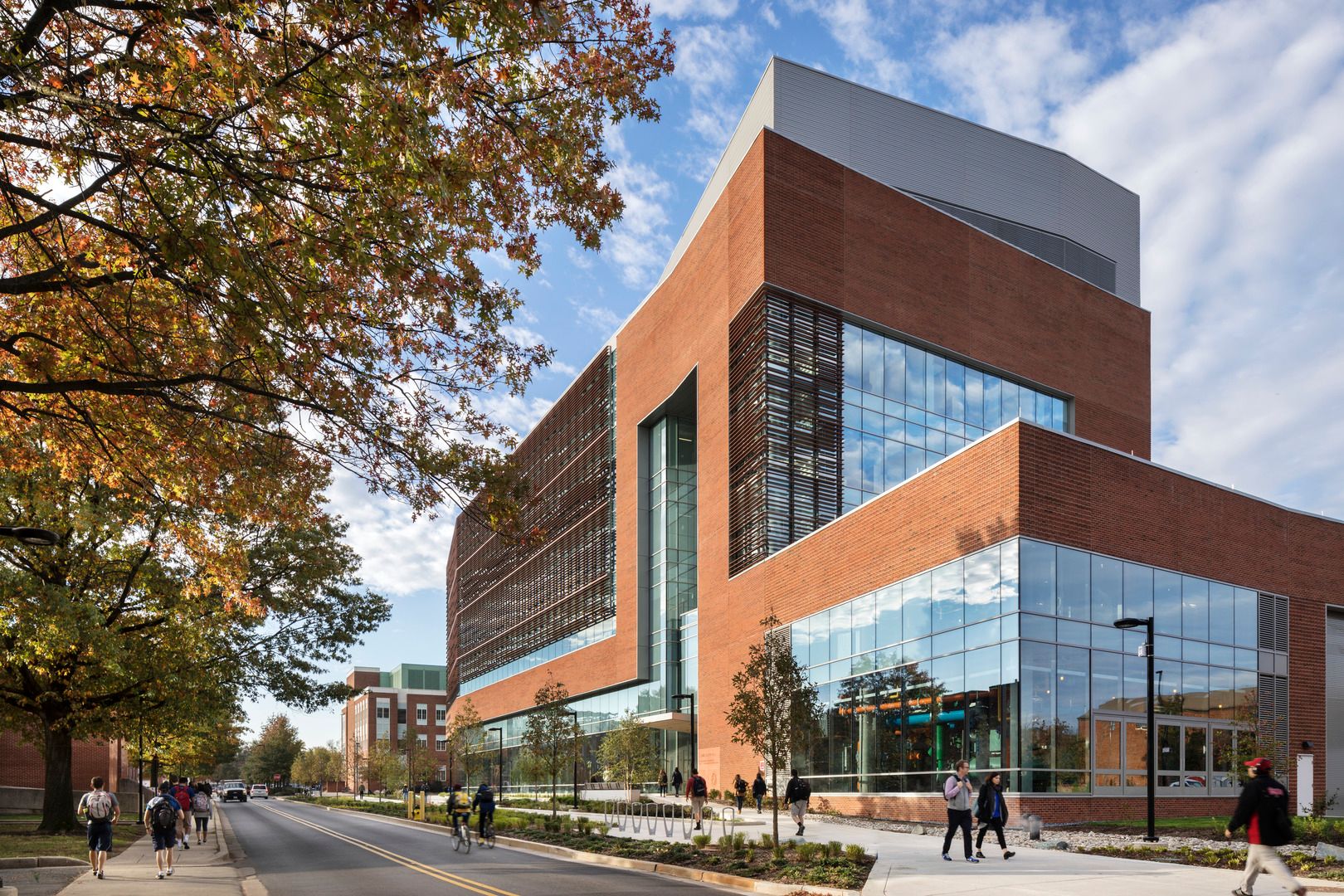 Artist's rendering of completed James A. Clark hall showing natural landscaping features and public access