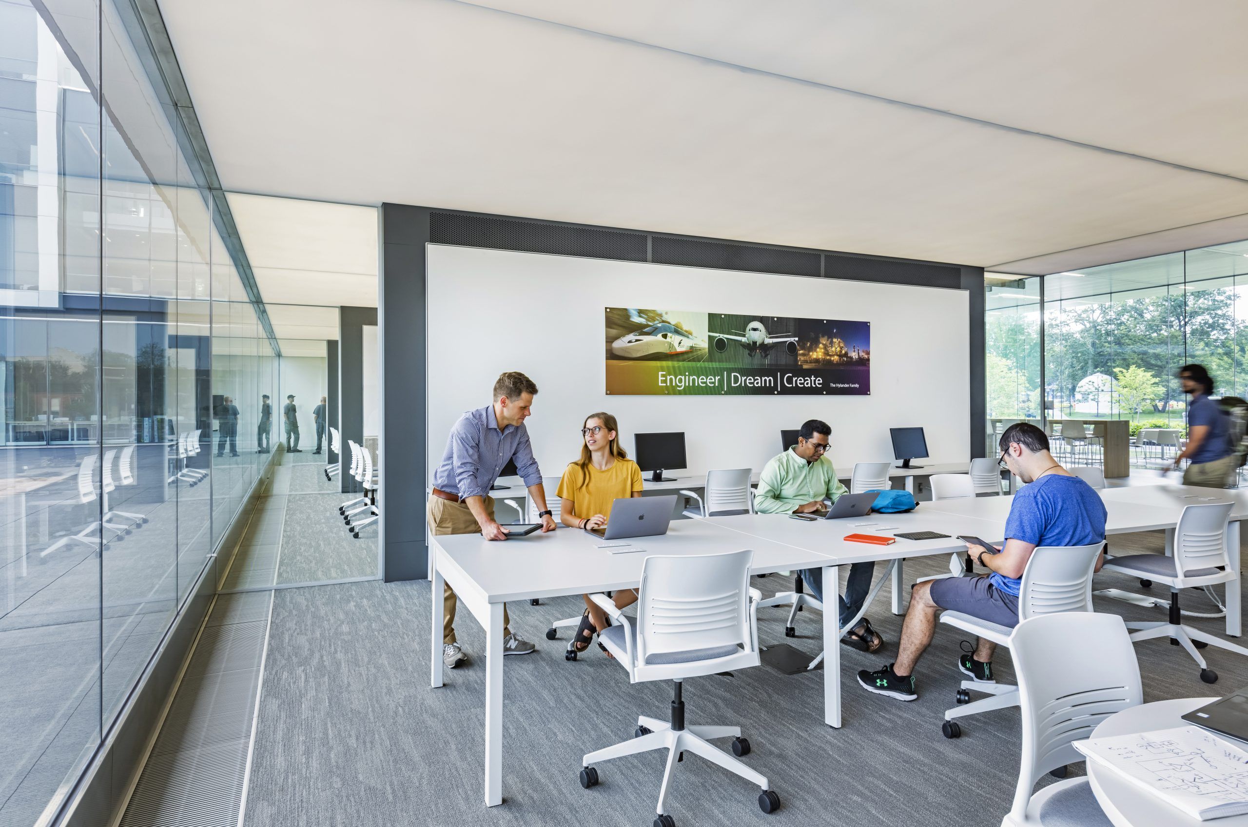 Meeting space with students and computers