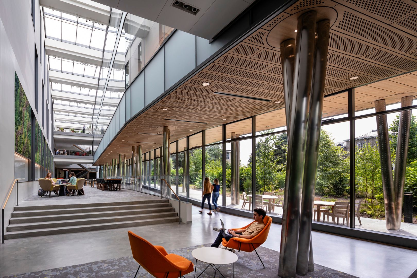 Interior study lounge in Maxine Frank Singer Hall at Swarthmore College