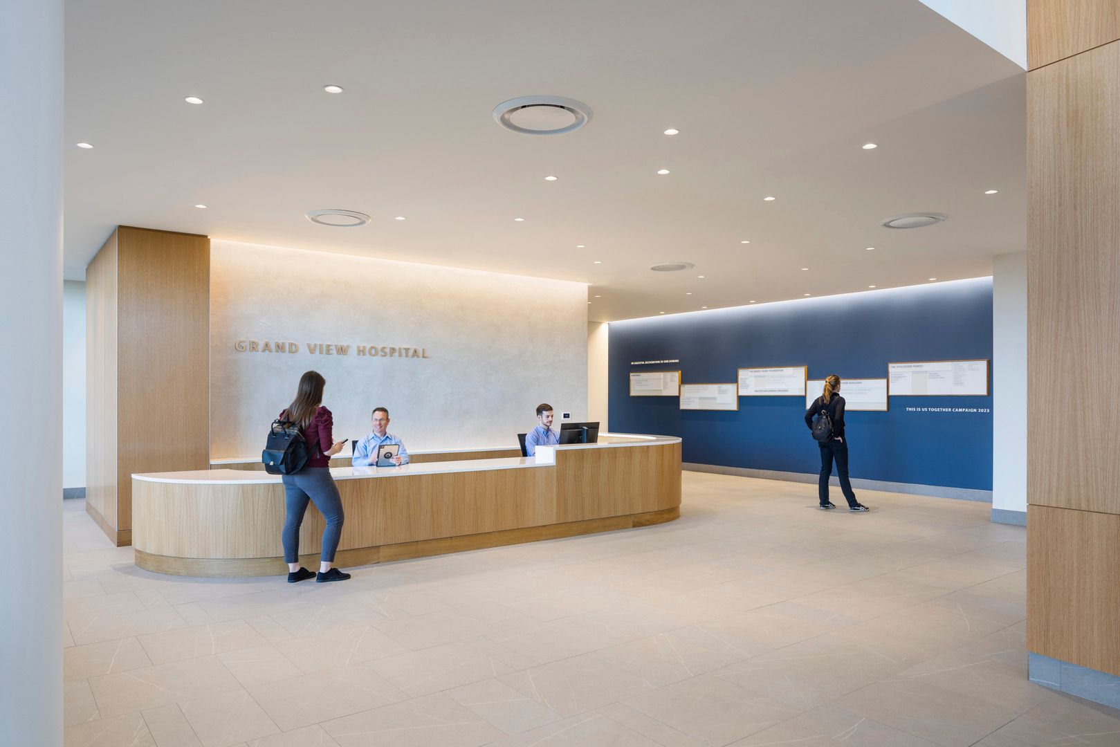 Lobby reception desk in the Pavilion at Grand View Hospital