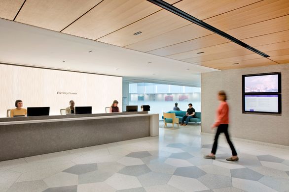 Fertility Center reception desk at a women's health center