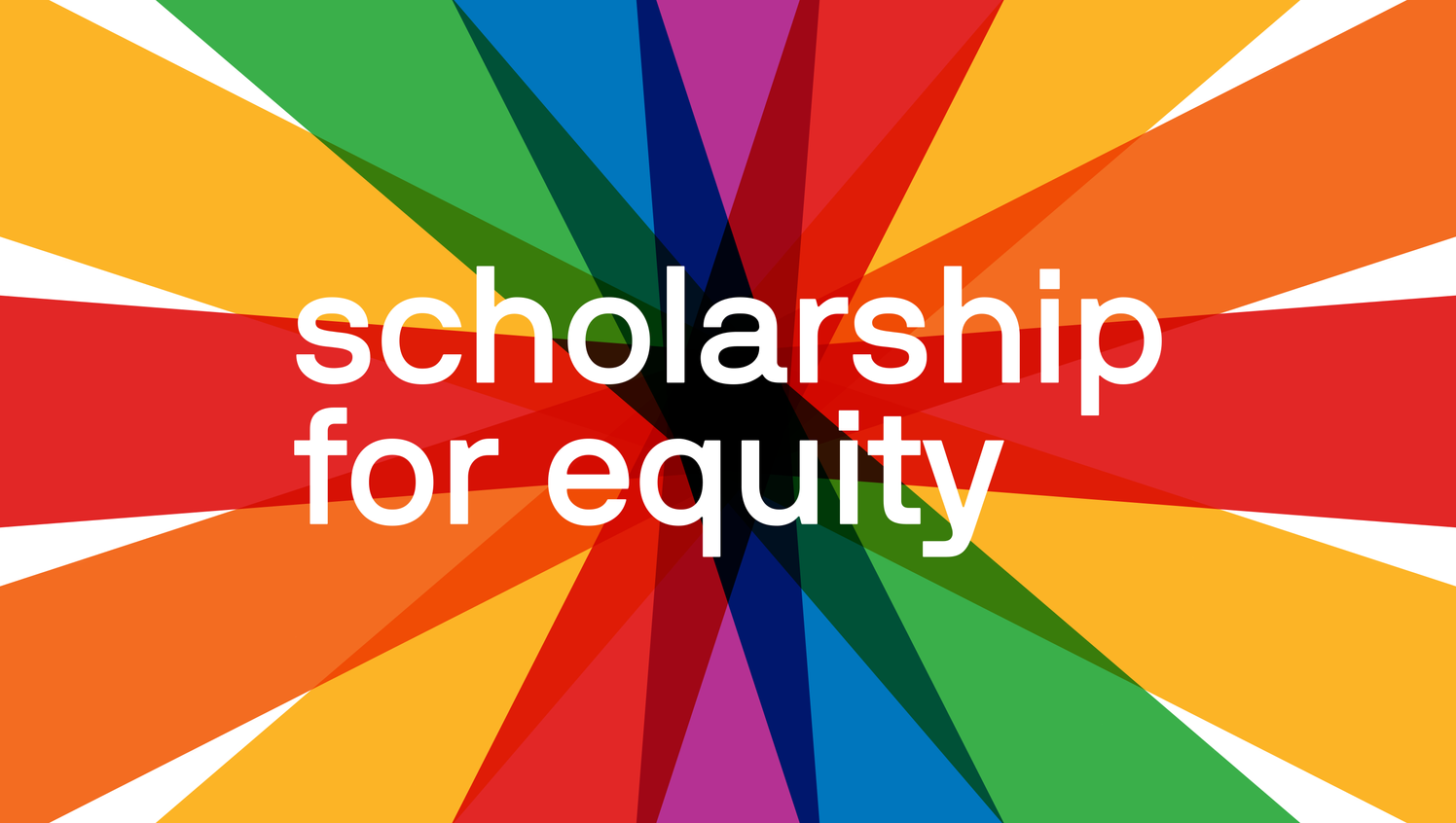 scholarship for equity sign with rainbow background